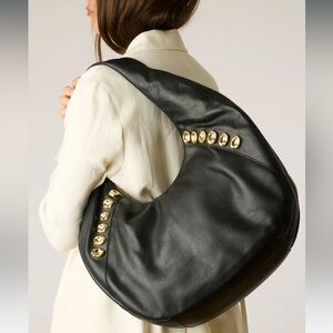 B-Low the Belt Black Hobo Bag with Gold Accents